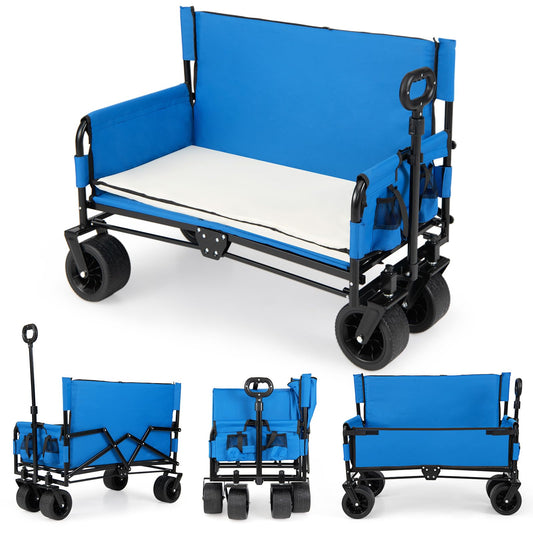 Collapsible Folding Beach Cart with Soft Cushions and Wheels