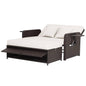 Garden Rattan Daybed, 4-Level Adjustable Patio Wicker Loveseat Sofa Bed Sun Lounger