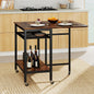 Folding Dining Table, Mobile Kitchen Table with 5 Wheels