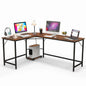 下架-排插有问题L-Shaped Computer Desk, 168cm Metal Frame Corner Writing Workstation with Charging Station
