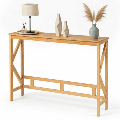 Bamboo Console Table, Narrow Freestanding Entryway Table
