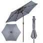 18 Solar Powered LED Lights Patio Umbrella with Tilt and Crank Handle