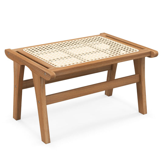 Hand-woven Wicker Footrest Vanity Stool for Living Room