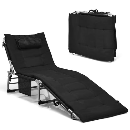 Adjustable Sun Lounger with Soft Mattress and Removable Pillow