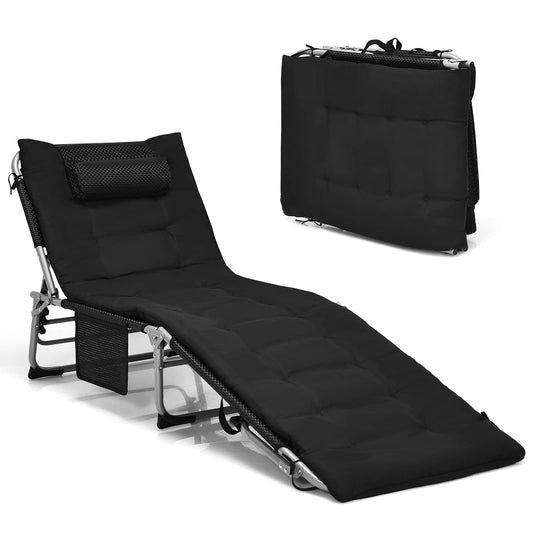 Adjustable Sun Lounger with Soft Mattress and Removable Pillow