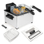2000W Electric Deep Fryer Stainless Steel Countertop Frying Pot with 3 Baskets