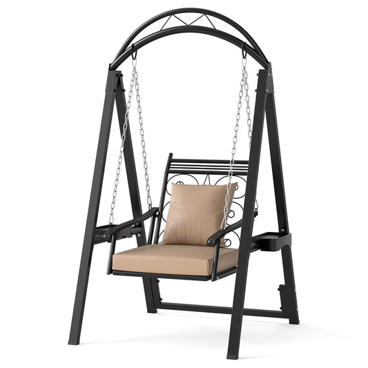 Outdoor Porch Swing with Stand, Garden Canopy Swing Chair