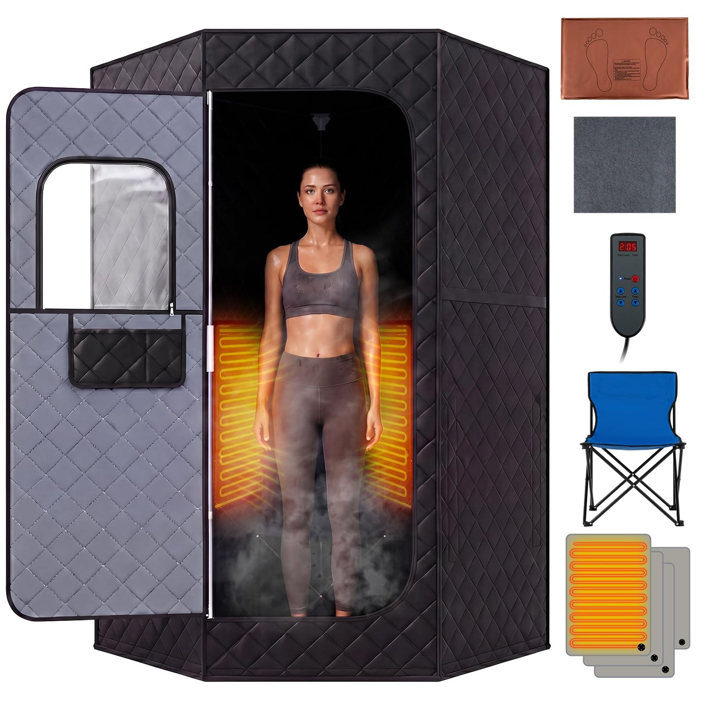 Portable Infrared Sauna Steam, Full Body Sauna Tent Steam Room with 3/4 Heaters