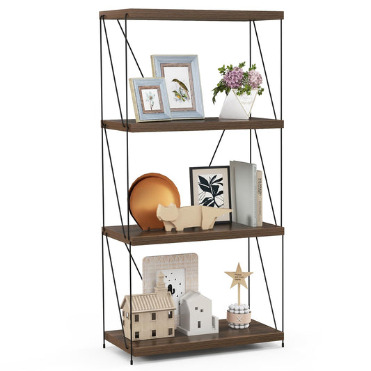 4-Tier Multipurpose Display Rack with Metal Frame for Living Room Home Office