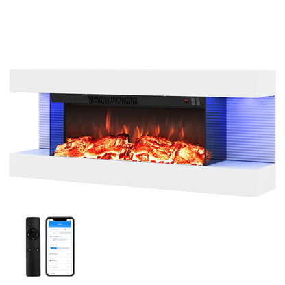 Electric Fireplace, Wall Mounted Electric Fire Suite with WiFi