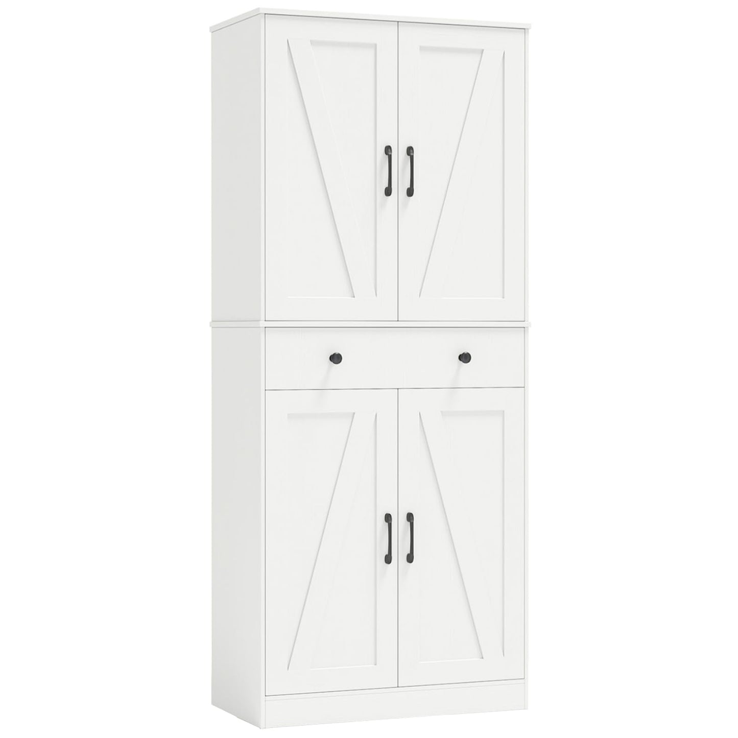 183cm Tall Kitchen Pantry with 4 Barn Doors and 3 Adjustable Shelves