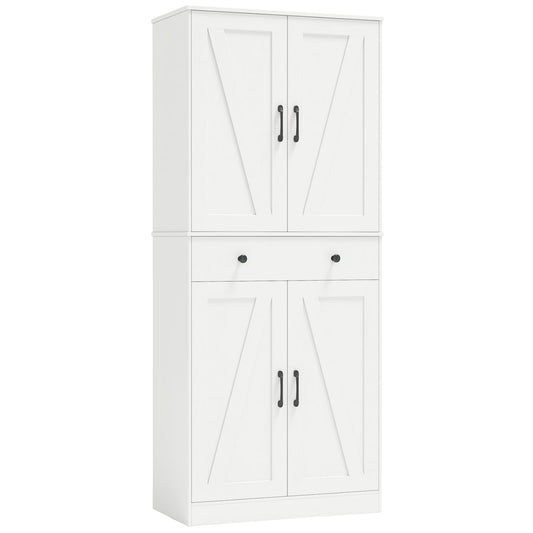 183cm Tall Kitchen Pantry with 4 Barn Doors and 3 Adjustable Shelves