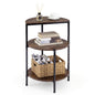 3-Tier Round Side Table, Industrial Nightstand Bedside Table with Storage Shelves