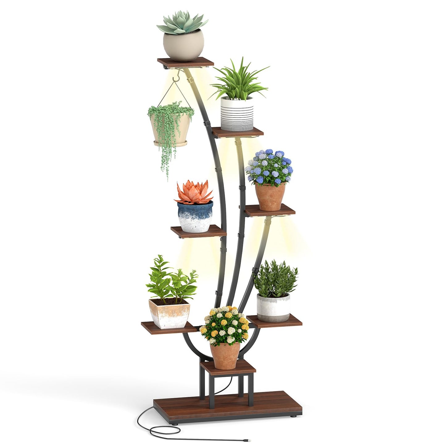 146/155CM Tall 8-Tier Corner Metal Plant Shelf for Multiple Plants