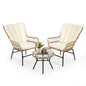 3 Pieces Patio Bistro Set Outdoor PE Wicker Conversation Set with Tempered Glass Coffee Table