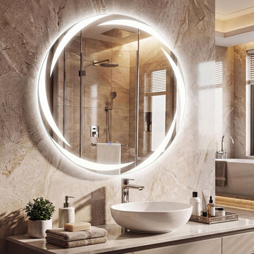 600mm/700mm Round Bathroom Mirror with LED Lights