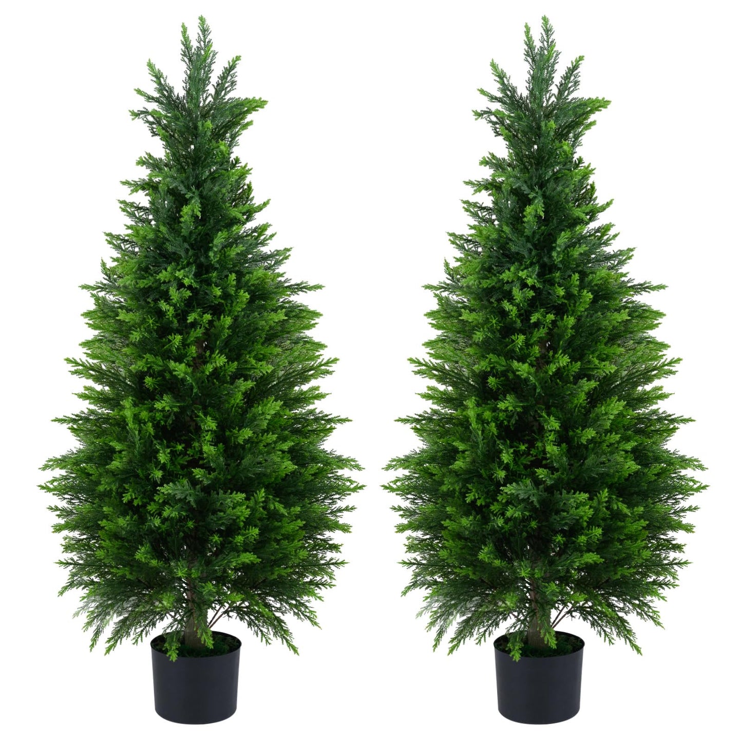 90CM/120CM Artificial Topiary Cedar Cypress Tree, Indoor Outdoor Fake Tree with Cement Plastic Pot