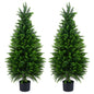 90CM/120CM Artificial Topiary Cedar Cypress Tree, Indoor Outdoor Fake Tree with Cement Plastic Pot