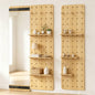 Wall Mounted Full Body Mirror with Sliding Pegboard Storage