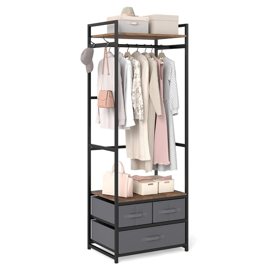 Clothes Rail, Freestanding Metal Garment Rack Coat Stand with Hanging Rail