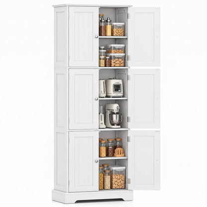 Tall Kitchen Cupboard, 6-Tier Storage Cabinet with 6 Doors