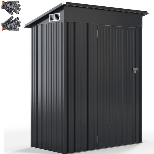 5x3FT Metal Garden Shed Galvanized Outdoor Storage Shed with 2 Air Vents