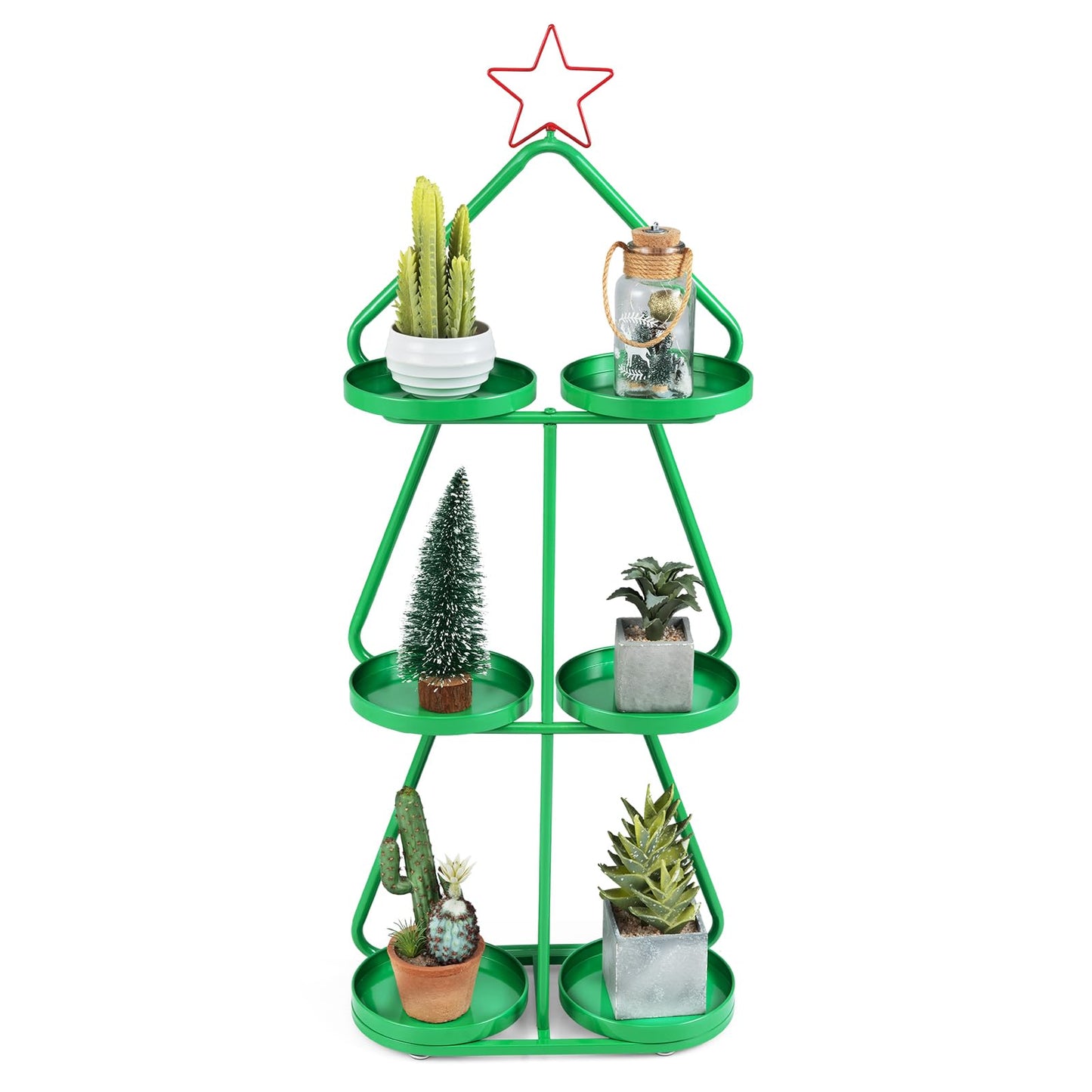 Christmas Plant Stand 3-Tier Tree-Shaped Side Table