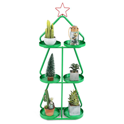 Christmas Plant Stand 3-Tier Tree-Shaped Side Table