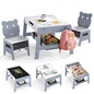 Kids Table and Chairs, Multifunctional Activity Desk with Chalkboard & Whiteboard