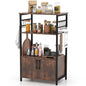 3-Tier Kitchen Bakers Rack with Cabinet Open Shelves and 10 Removable S-Shaped Hooks