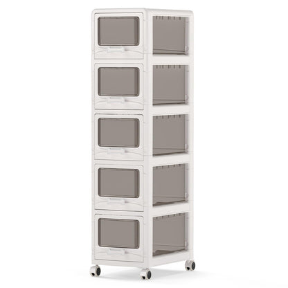 Slim Bathroom Floor Cabinet with 3/4/5 Drawers on Wheels (3-Tier) | Narrow Bathroom Storage Unit