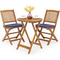 3 Piece Folding Patio Bistro Set with Cushions