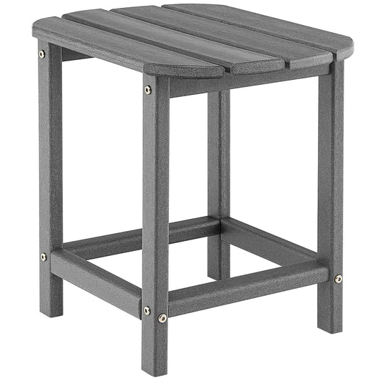 Weather-Proof HDPE Sofa End Table with Slatted Top and Curved Edge