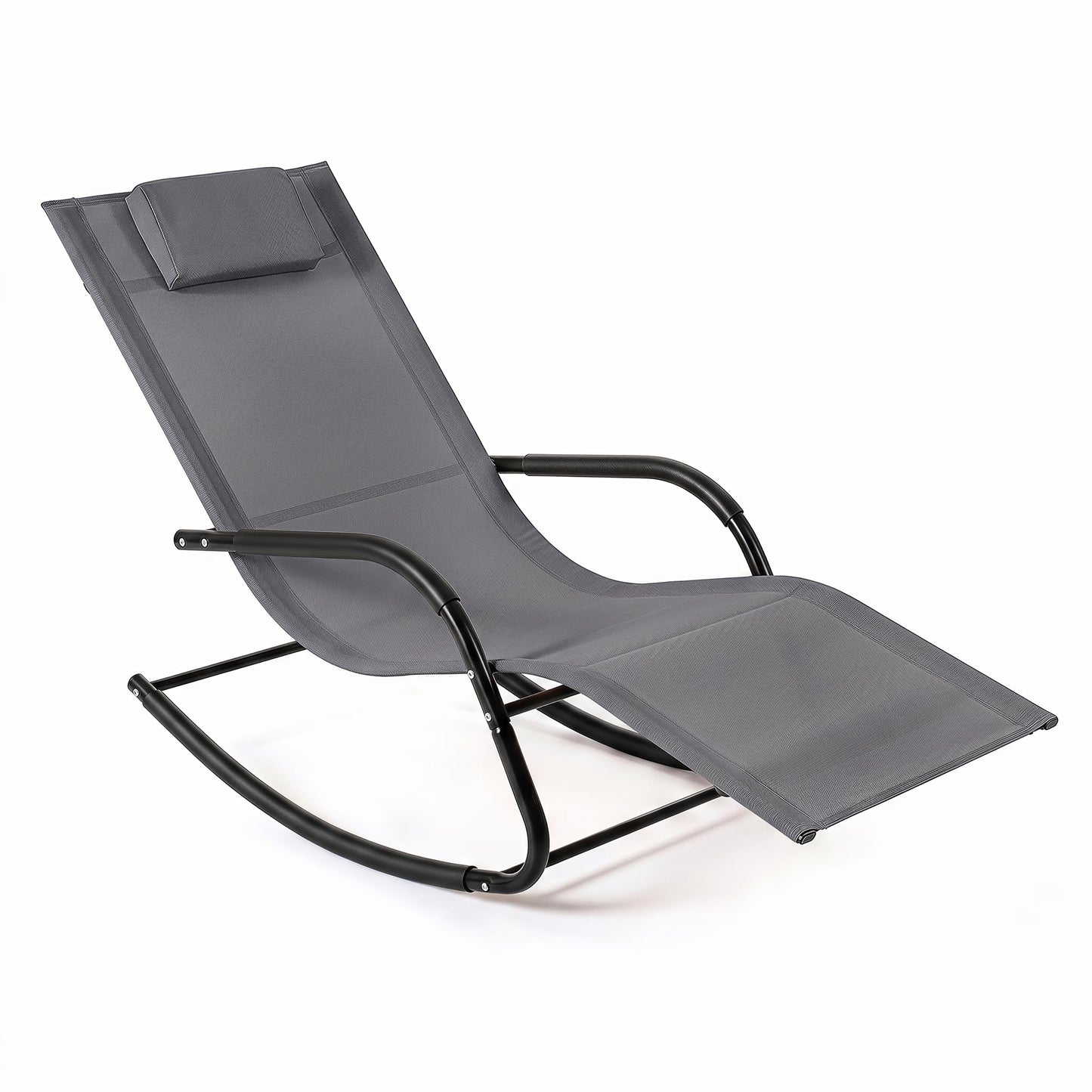 Rocking Sun Lounger, Zero Gravity Recliner Garden Rocking Chair with Headrest & Curved Armrests