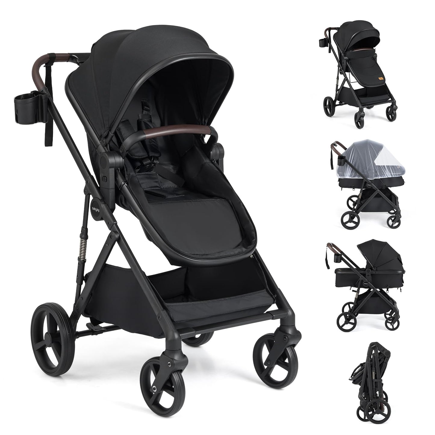 2 in 1 Baby Stroller Convertible High Landscape with Bassinet Mode Reversible Seat