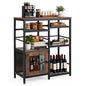 Industrial Coffee Bar Cabinet with Storage & Open Shelves