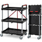 3-Tier Folding Utility Cart with 360° Swivel Wheels for Garage