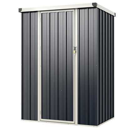 4 x 3ft Metal Garden Shed, Galvanized Outdoor Storage Shed with Lockable Door
