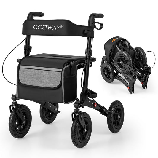Walker for Seniors with Seat Folding Rollator Walker with Pneumatic Tires