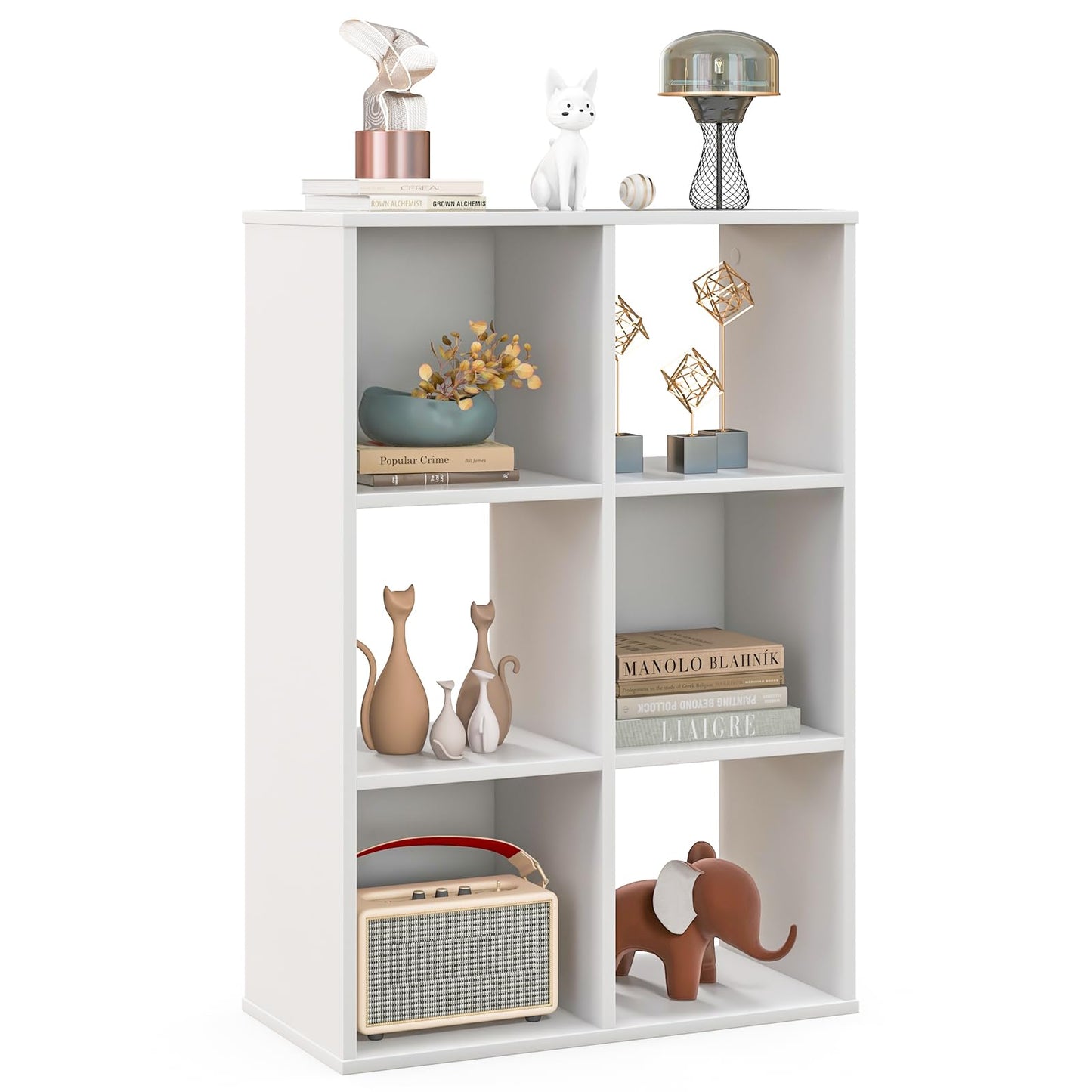 6-Cube Bookshelf Bookcase with 2 Anti-Tipping Kits for Living Room