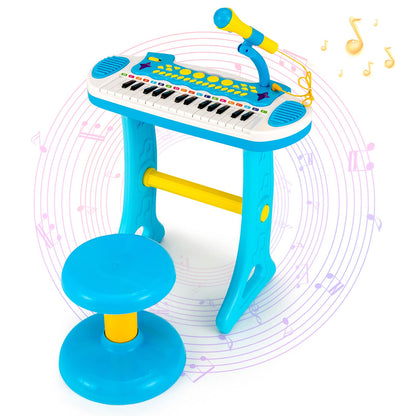 Portable Electronic 31-Key Kids Piano Keyboard Toy with Stool