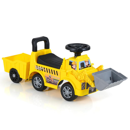 Kids Ride on Excavator, No Power Toddler Digger Ride on Push Car with Shovel