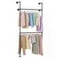 Telescopic Clothes Rail, 2-Tier Walk-in Closet System Open Wardrobe Organiser with 2/4 Hanging Rails