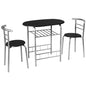 3-Piece Dining Table Set with Extra Wine Rack and Metal Frame