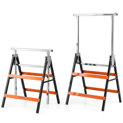 Set of 2 Adjustable Builders Trestle with Top Limit Clip (Blue) | 200kg Capacity Telescopic Saw Horse