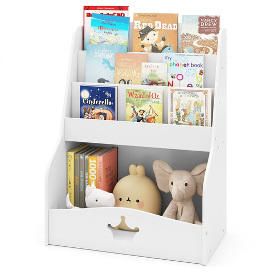 4 Tier Wooden Kids Bookshelf Bookcase Toy Storage Organizer