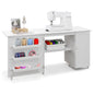Rolling Folding Sewing Table with Storage Shelves