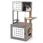 Cat Litter Box Enclosure Cat Tree Play Tower| Cats House Activity Center Hidden Washroom Toilet