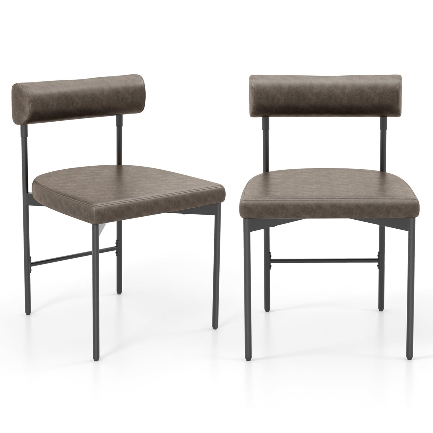 Faux Leather Upholstered Kitchen Side Chair with Curved and Padded Backrest