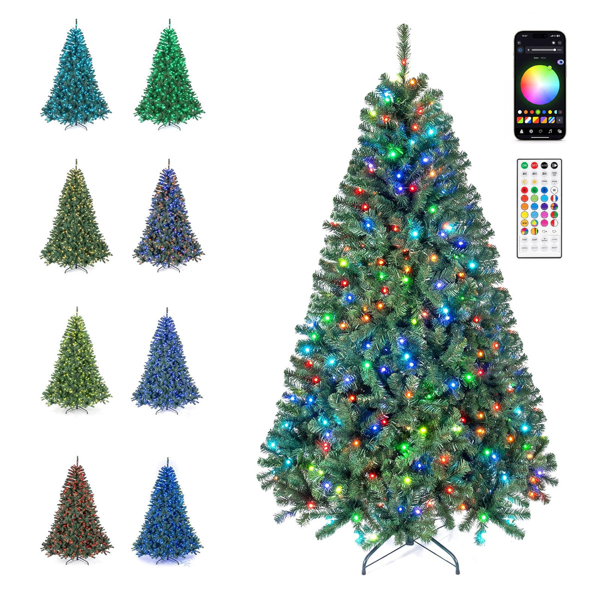 6FT Pre-lit Christmas Tree with 300 RGB LED Lights